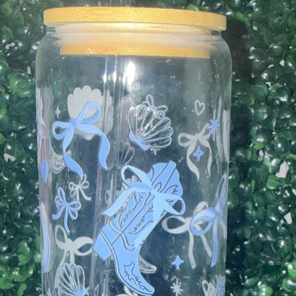 Cowboy Boot and Seashell Glass Jar with Gold Lid - Picture 3 of 3